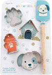 Stephen Joseph Spatula & Cookie Cutter Set Puppy Silicone/Wood 8.75"L, Metal 2"-2.5"