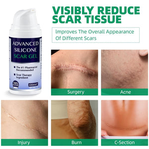 Scar Cream, Advanced Silicone Scar Gel for Surgical Scars, C-Section, Stretch Marks, Acne, Burns, Keloids, Scar Removal Cream Gel Effective for New Scar