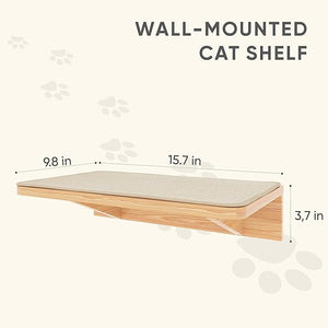 Cat Wall Shelf with Cat Scratching Mat, Cat Wall Furniture, Wood Shelves Wall Mounted Beds for Jumping, Sleeping, Playing, Climbing (Shelf)