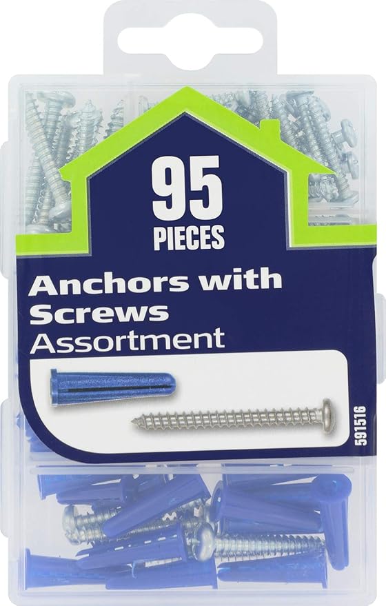 The Hillman Group 591516 Small Anchors with Screws Assortment, 95-Pack