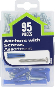 The Hillman Group 591516 Small Anchors with Screws Assortment, 95-Pack