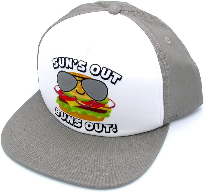 Suns Out Buns Out! Printed Baseball Cap Grey & White One Size Fits All