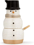 Demdaco Friendly White Snowman 6.5 x 3 Stoneware Stacking Cream and Sugar Container Canister Set