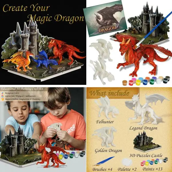 Paint Your Dragon Kit - Full Painting and Sticker Kit - Build Your Imagination