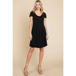 Plus Size Solid French Terry Swing Babydoll Dress-Black