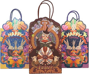 24-Packs Easter Paper Gift Bags with Handles Bulk 7.6×4.3×10.6 Inch Gift Bags Multiple Uses(Medium Size