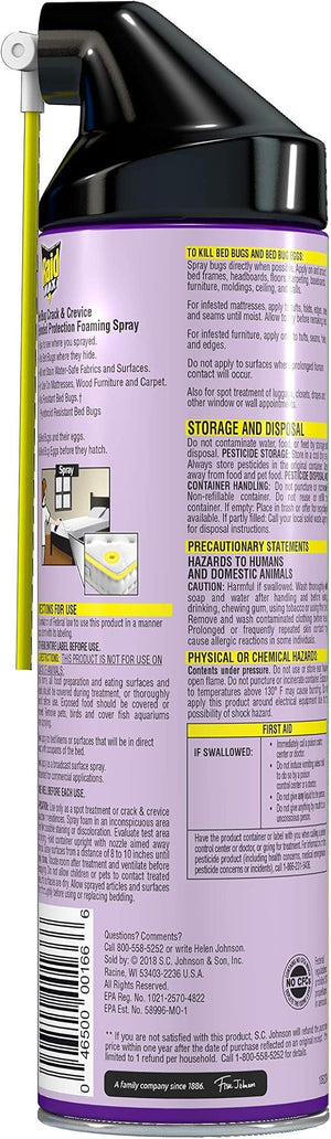 Raid Max Bed Bug Crack & Crevice Extended Protection Foaming Spray, Kills Bed Bugs for up to 8 weeks on Laminated Woods and Surfaces, 17.5 oz