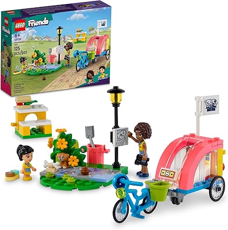 LEGO Friends Dog Rescue Bike Building Set, Pretend Play Animal Toy Playset for Pet-Loving Kids, Girls and Boys Ages 6 and Up with Puppy Toy Pet Figure and 2 Mini-Dolls