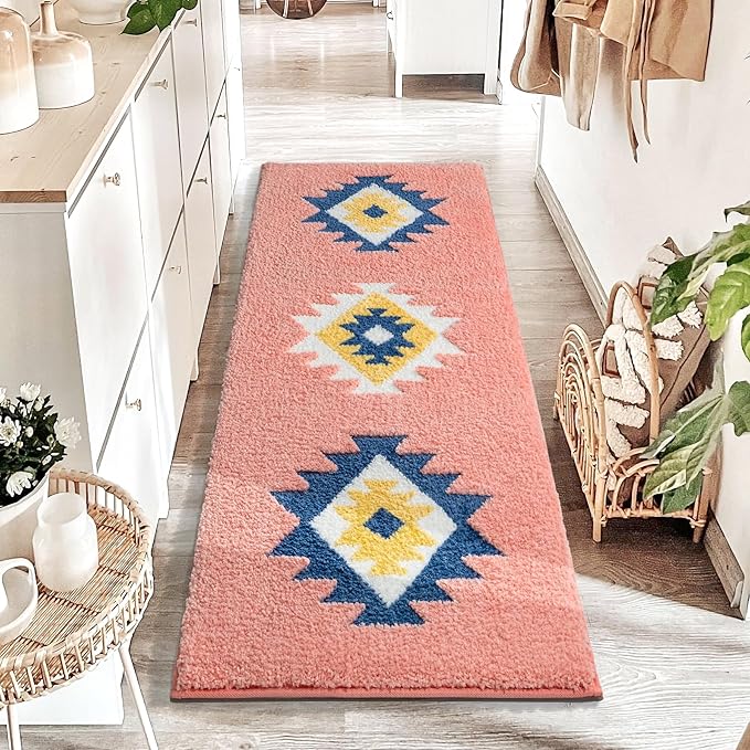 DEXDE Boho Bathroom Rug Runner 20x72 Long Bath Mat