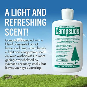 Campsuds Biodegradable Soap – All Purpose Cleaner for Camping, Hiking, Backpacking, Household – Perfect Liquid Soap for Camping Dishes, Shower, Shampoo