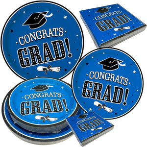 75 pcs Graduation Plates Includes 25 Dinner Plates, 25 Dessert Plates, and 25 Napkins