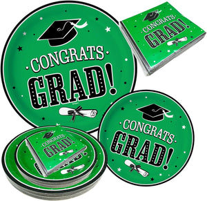 75 pcs Graduation Plates Includes 25 Dinner Plates, 25 Dessert Plates, and 25 Napkins