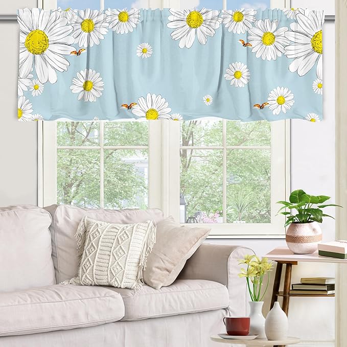 Bonsai Tree Daisy Kitchen Curtains 54x18 inch