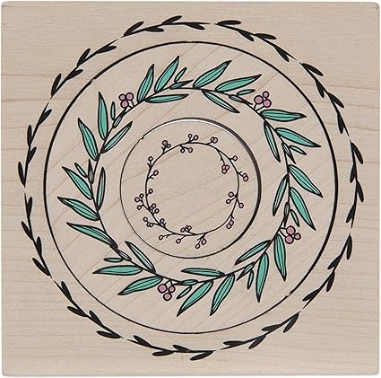 Momenta 4" x 4" 3 Piece Wooden Wreath Stamp Set