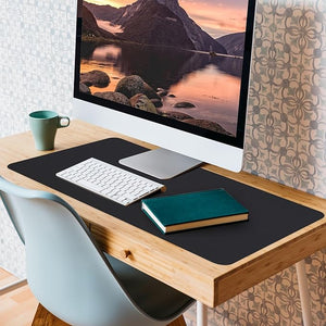 Leather Durable PU Desk Pad - Waterproof, Office Desk Mat & Mouse Pad - Large 31.5" x 15.7" - Protect Your Desk & Enjoy Writing, Typing, and Browsing - Black