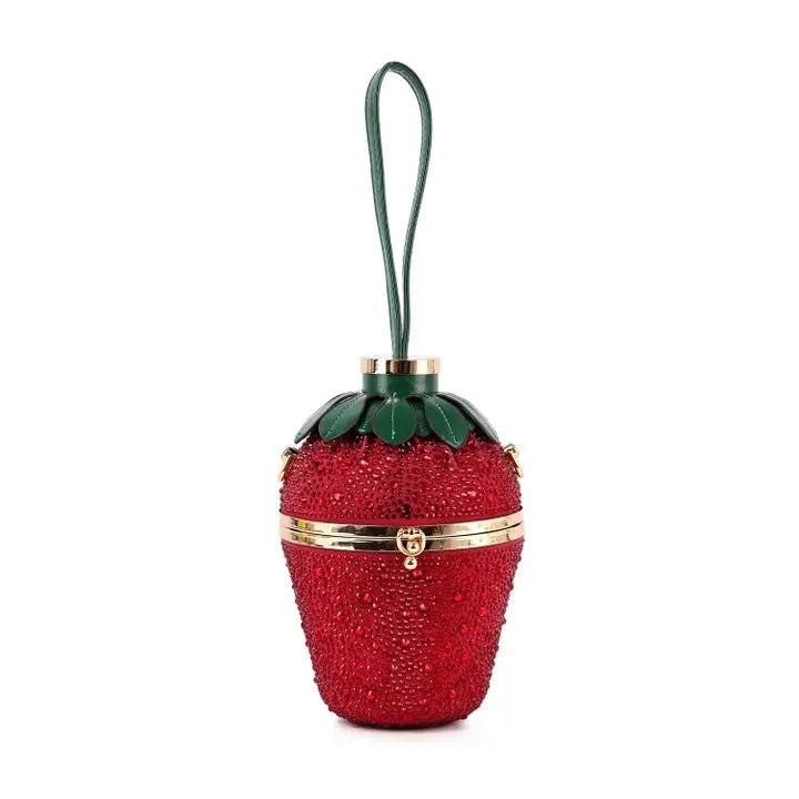 Sparkling Rhinestone Strawberry Evening Bag