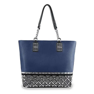 Rhinestone Accented Tall Shopper-Blue