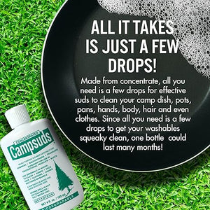 Campsuds Biodegradable Soap – All Purpose Cleaner for Camping, Hiking, Backpacking, Household – Perfect Liquid Soap for Camping Dishes, Shower, Shampoo