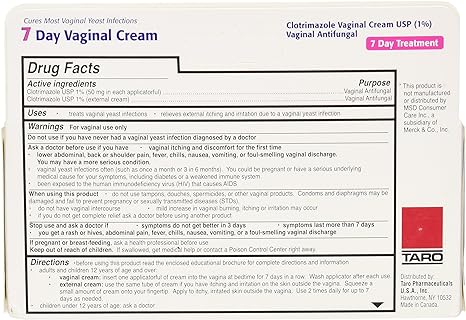 Clotrimazole 7 Day Vaginal Antifungal Cream USP 1% 45 g