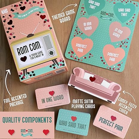 University Games ROM Com Team Trivia Game, Perfect for Date Nights Girls Nights and Party Game Night, for Ages 12 and Up and 4 or More Players