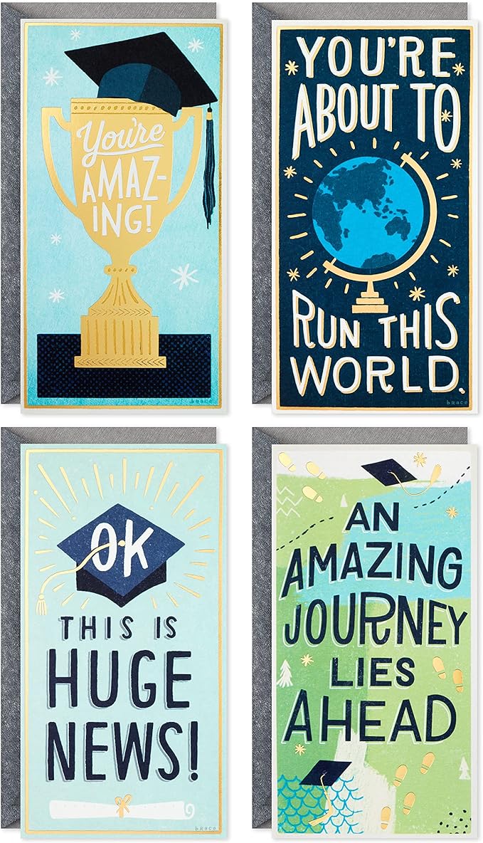 Hallmark Graduation Card Money Holder or Gift Card Holder Assortment, You're Amazing (4 Cards with Envelopes)