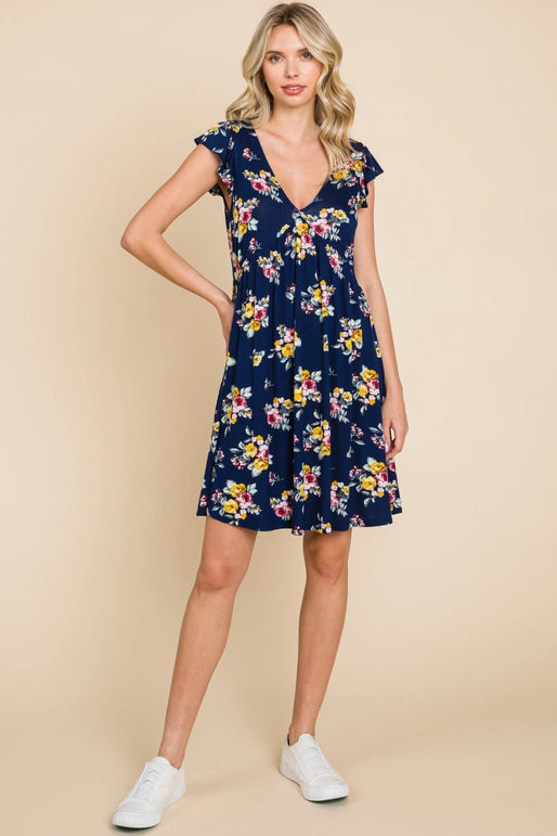 Plus Size Rayon Floral Printed Swing Dress