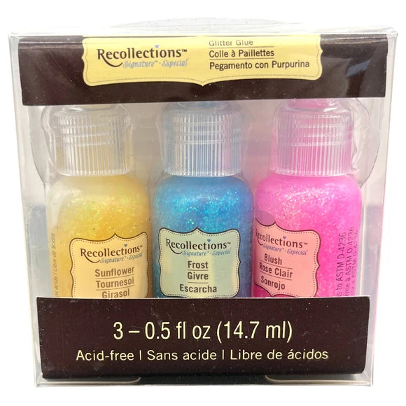 Recollections Signature 3 Piece Pastel Glitter Glue Set