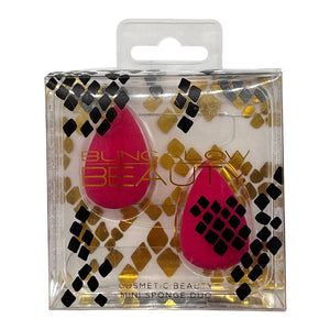 Bungalow Beauty 2 Pack Mini Tear Drop Cosmetic Sponges in Fuchsia Inside a Snake Print Box