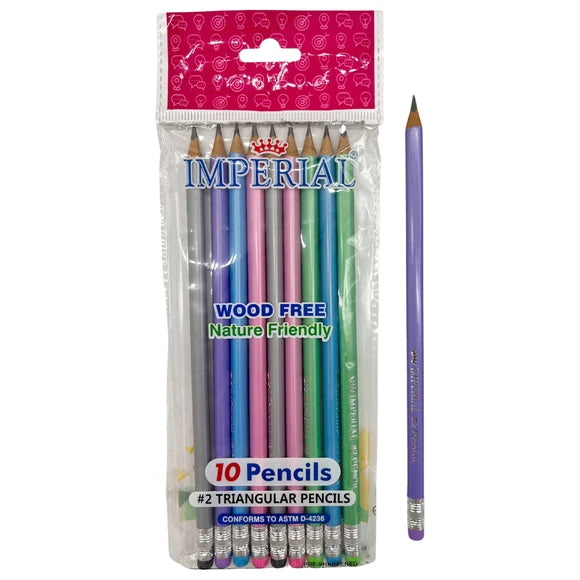 Imperial 10 Pack Pre-Sharpened Number 2 Triangular Pencils