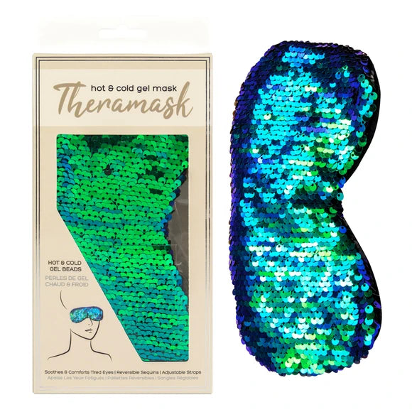 Theramask Hot and Cold Gel Eye Mask with Sequin Cover in Green