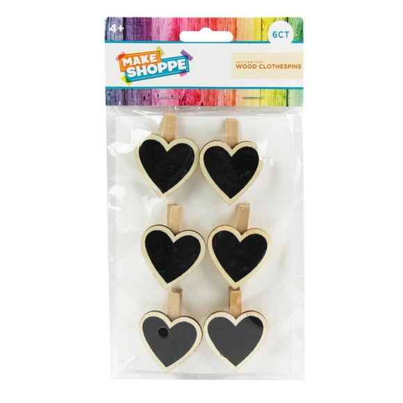 Make Shoppe 6 Count Wood Clothespin Heart