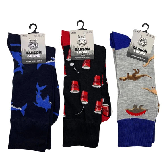 Men's Crew Socks in Assorted Fun Designs