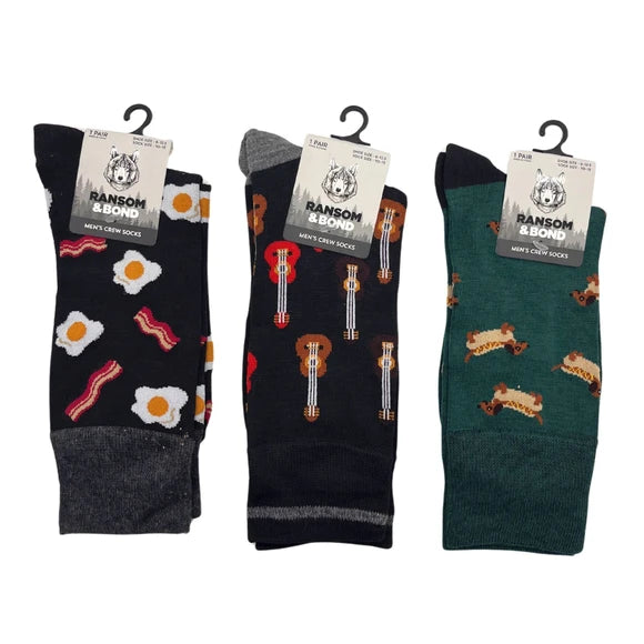 Men's Crew Socks in Assorted Fun Designs