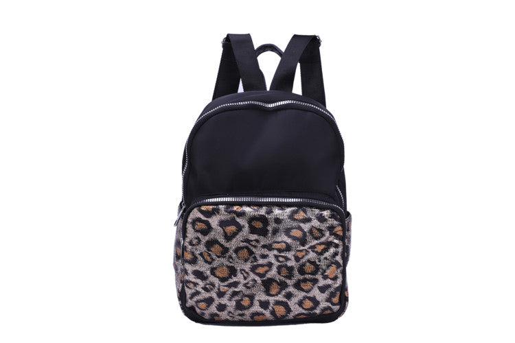 Black/ Cheetah Print Backpack 14 x 12 in