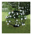 Small Green Metal Solar Ball Lantern w/LED Star Lights 13.5"x13.5"x16"H