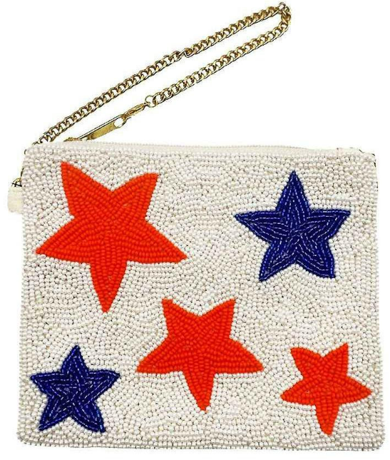 Glass Beaded Wristlet -5"x4"-Stars