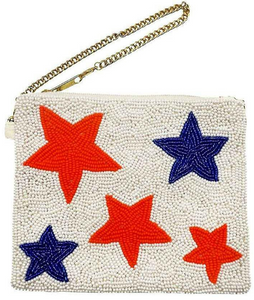 Glass Beaded Wristlet -5"x4"-Stars