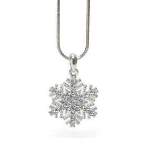 Crystal Snowflake Pendant Necklace - 16 inches