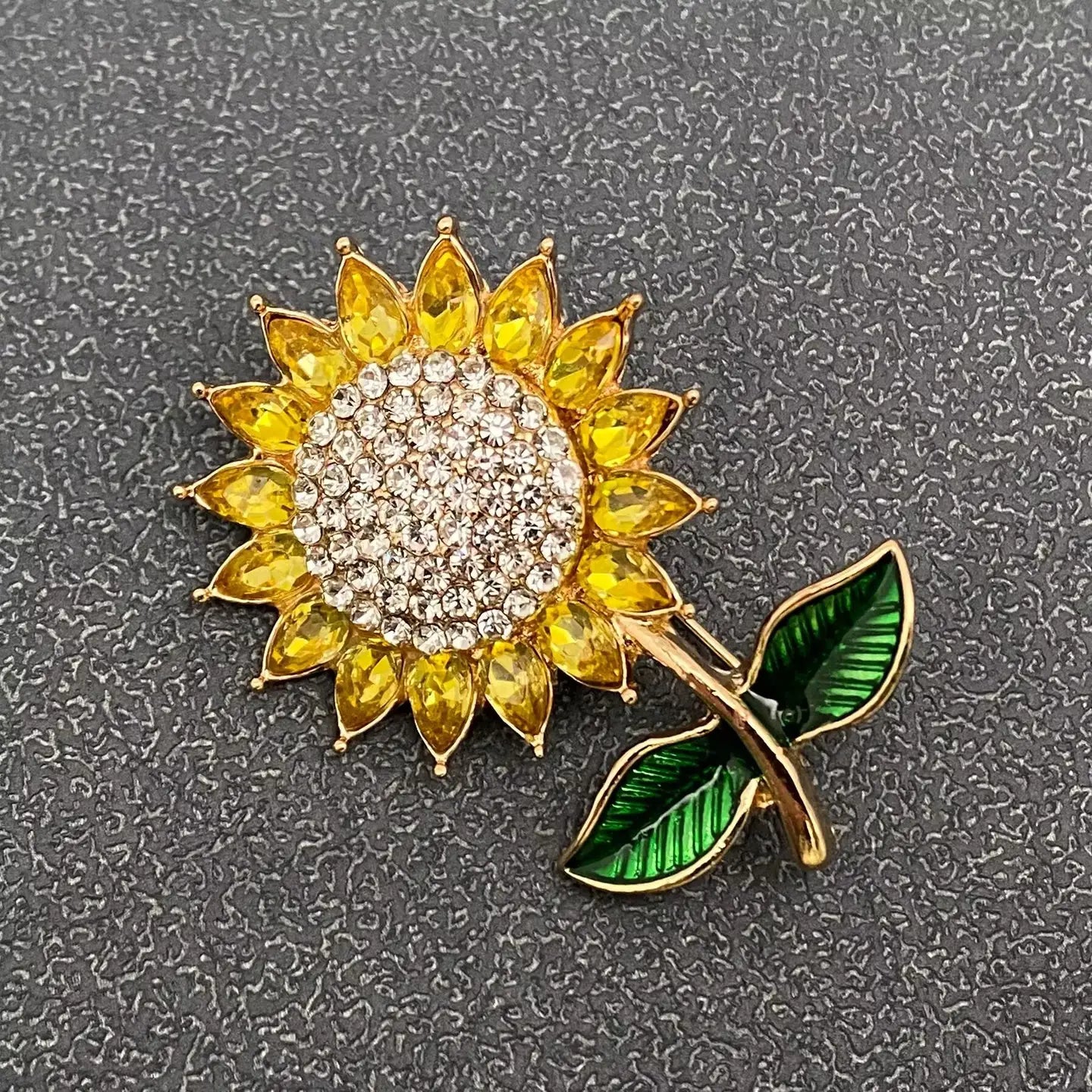 Rhinestone Sunflower Brooch