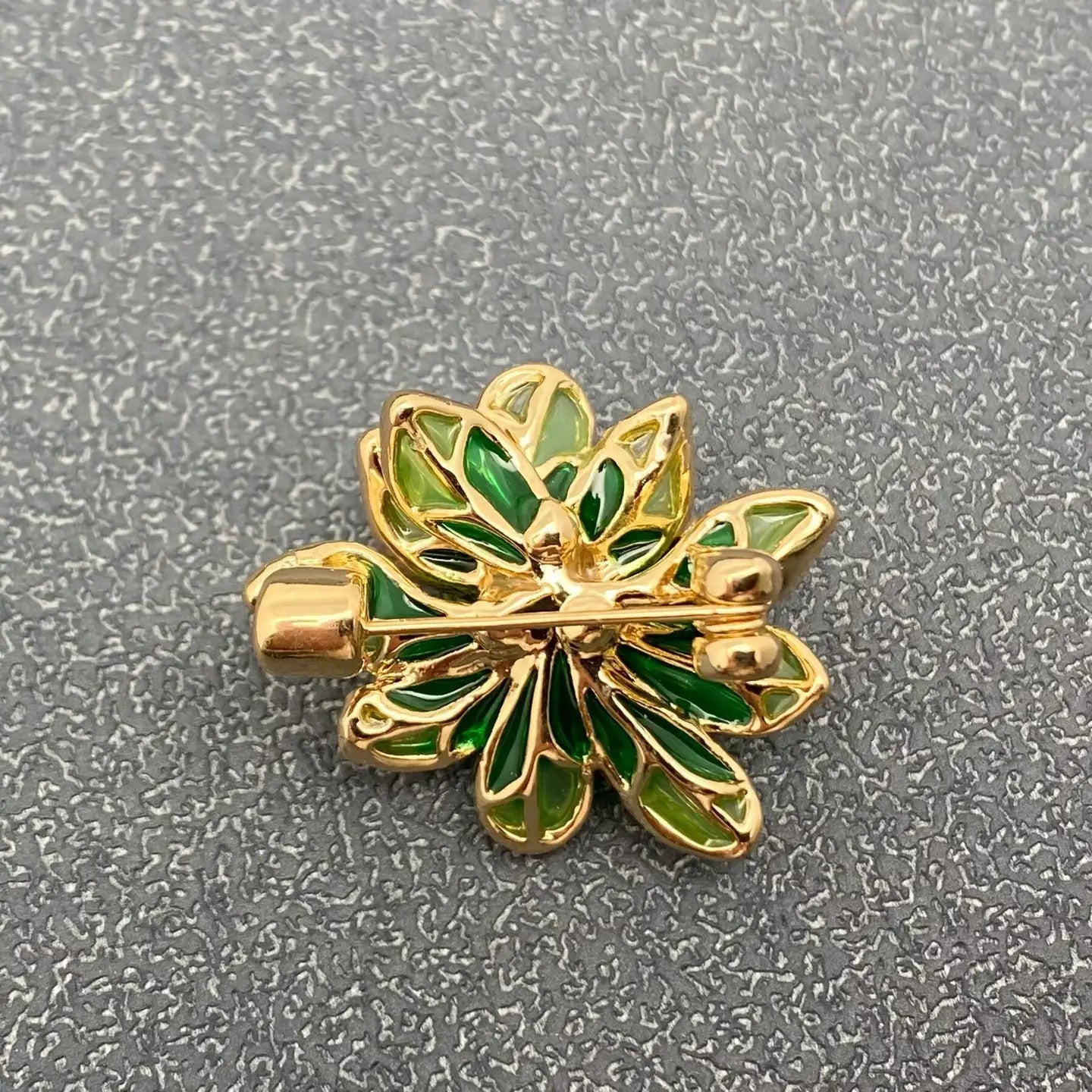 Green Enamel Lotus Brooch