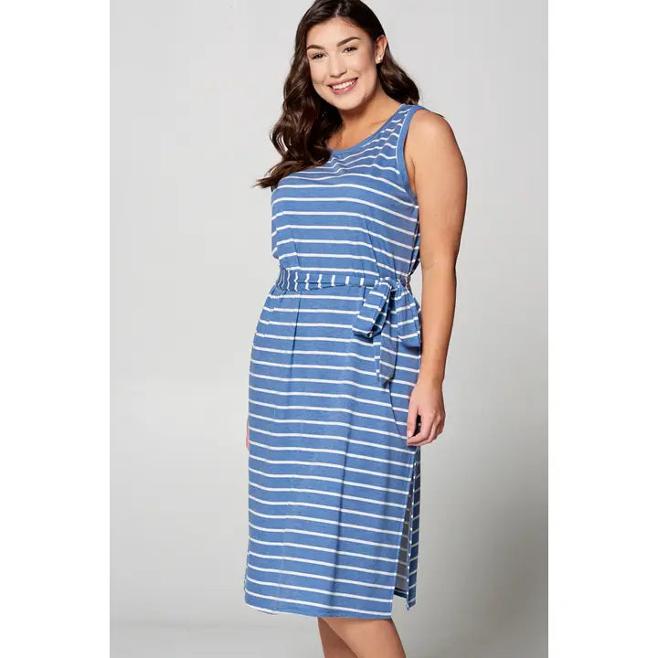 Sleeveless Midi Dress-Denim Blue