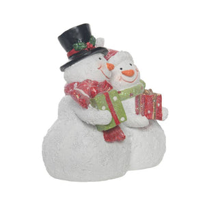 Resin 3.75" Christmas Snowman Couple with Glitter