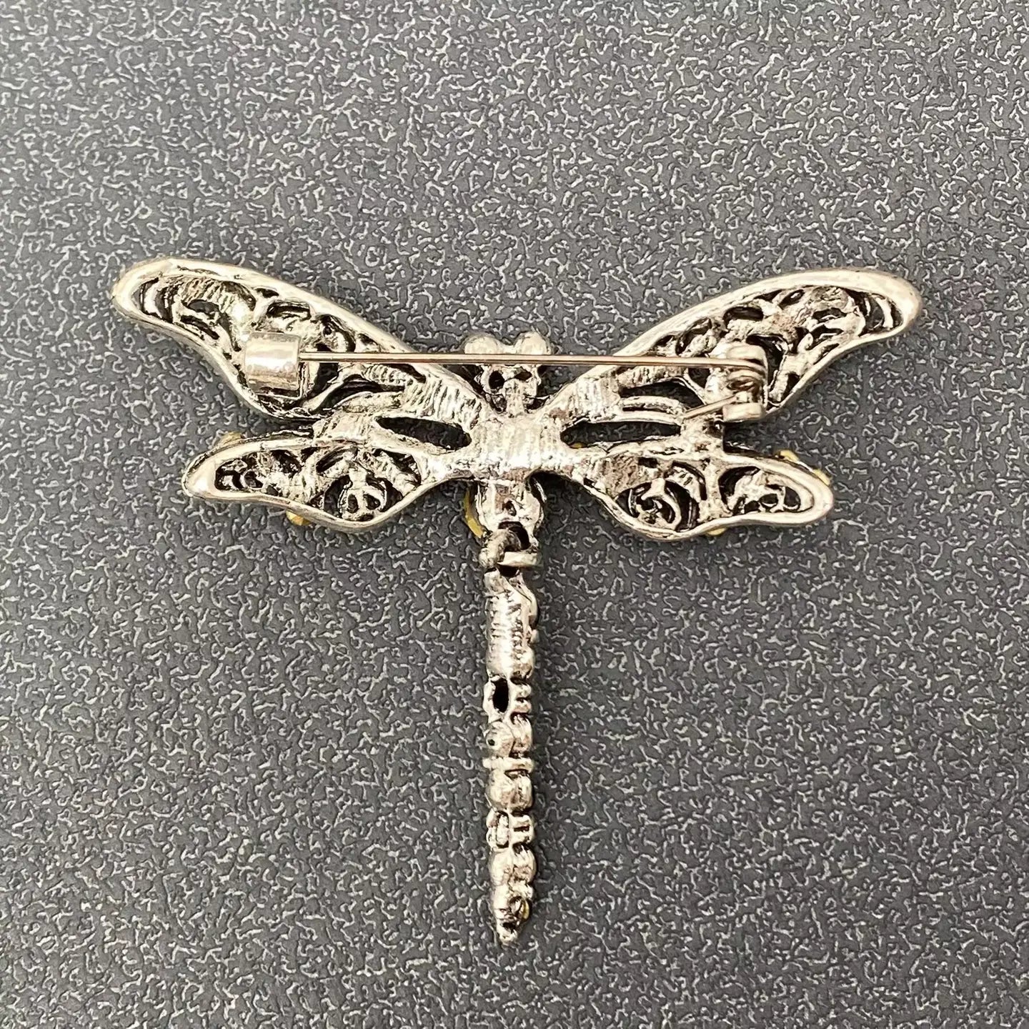 Swinging Tail Rhinestone Dragonfly Brooch