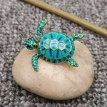 Enamel Blue Turtle Brooch