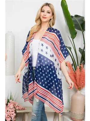 Multi Striped American Flag Kimono