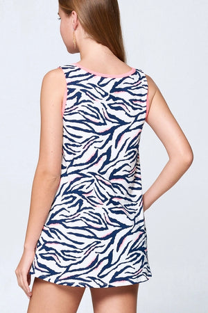 Sleeveless Neon Zebra Printed Side Twist Top