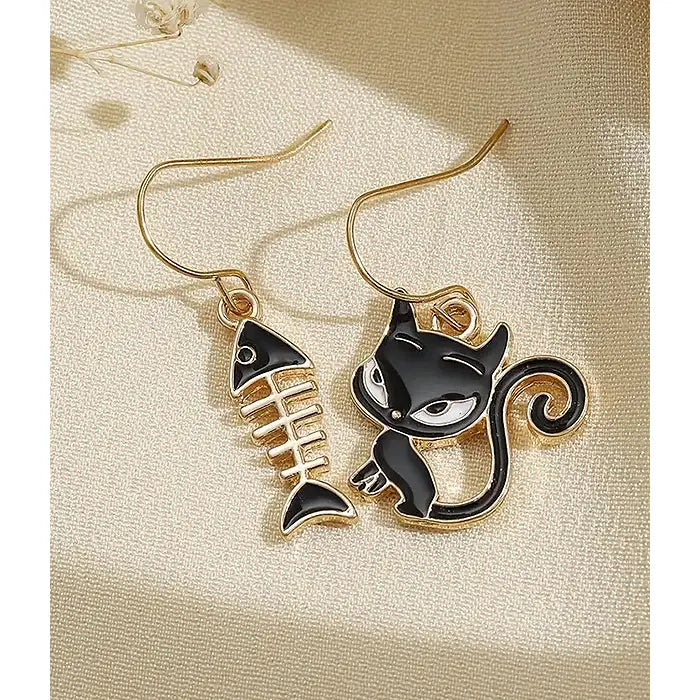 Cat and Fish Earrings