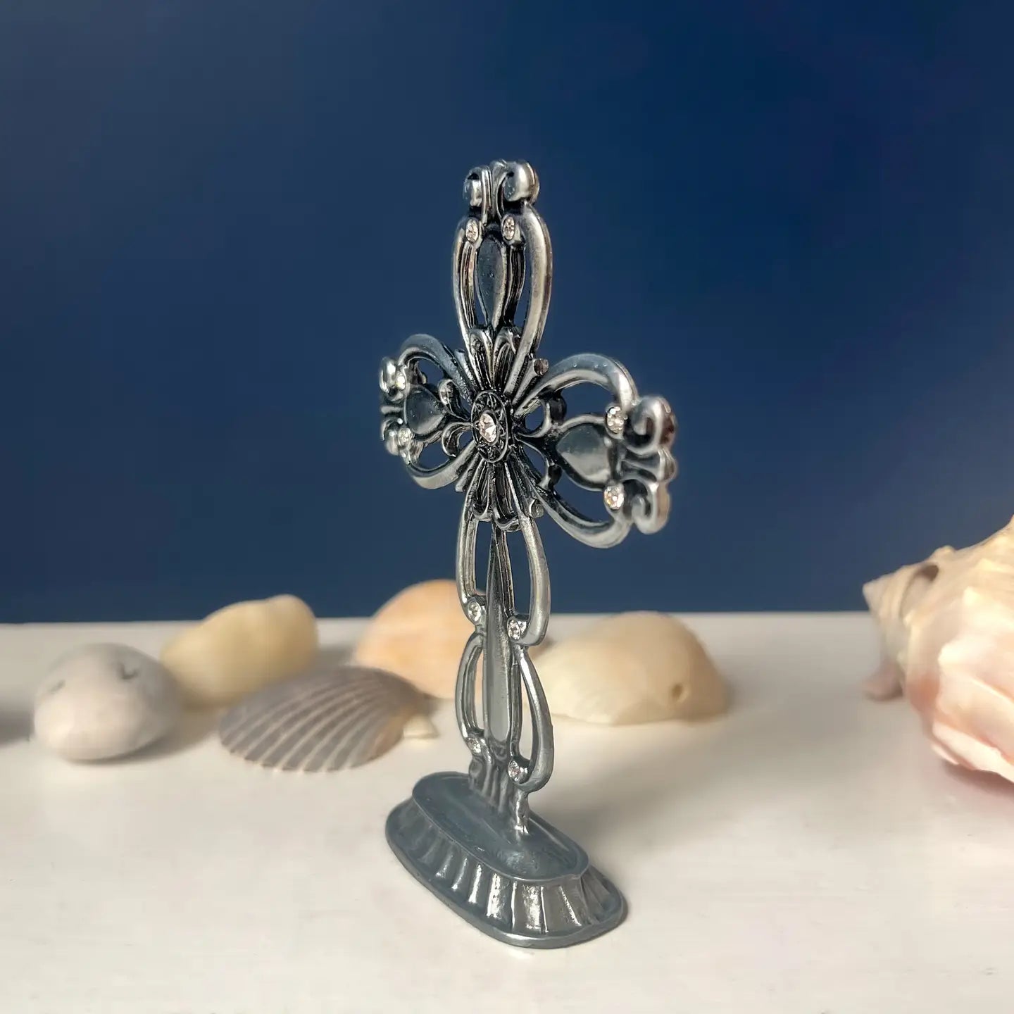 Filigree Standing Cross with Crystals