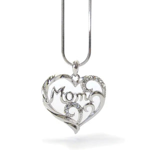 Crystal Mom Heart Necklace - 18 inches