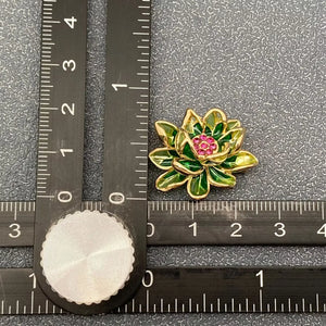 Green Enamel Lotus Brooch